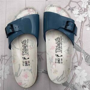 Birkis Blue Single Strap Sandals